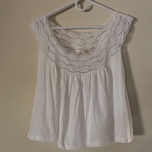 LOFT White Crochet Yoke Sleeveless Cotton Camisole NWT